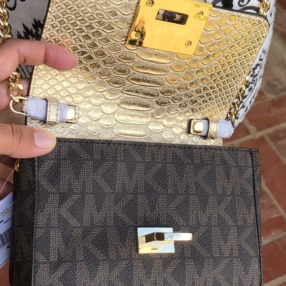 Michael kors Tina small clutch crossbody brown/gld - Picture 8 of 8